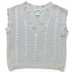 Jessica Simpson Cable Knit Sweater Vest - Size Small 100% Cotton